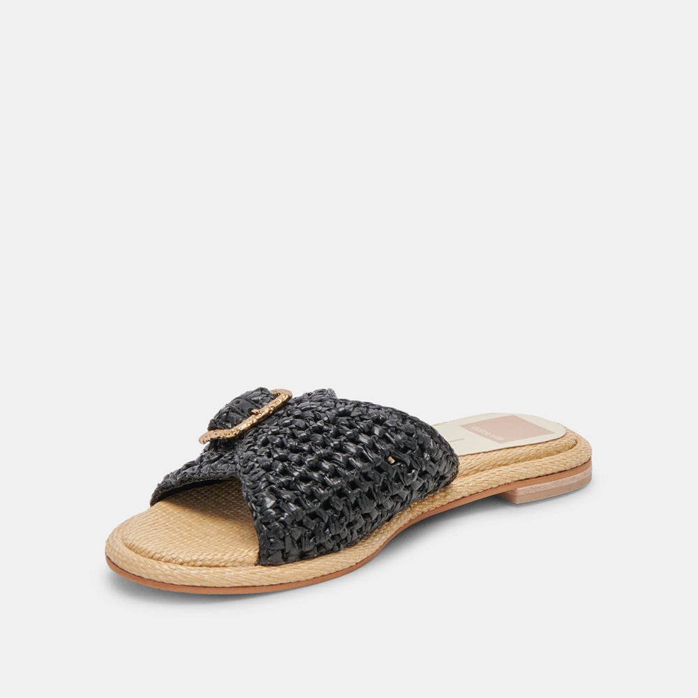 Dolce Vita Alonzo Raffia Women Sandals Black | US-476108VWI