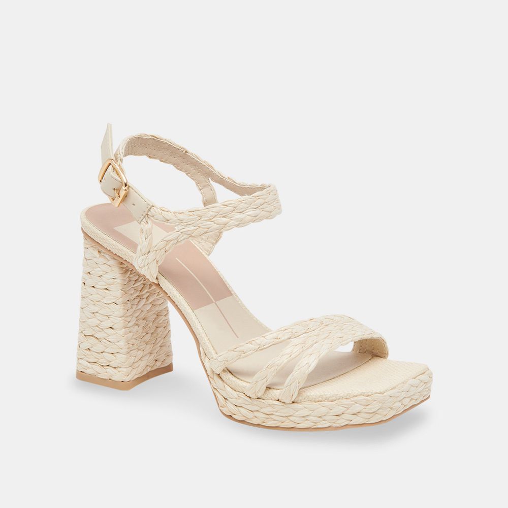 Dolce Vita Alysia Raffia Women Heels Cream | US-734128UNP