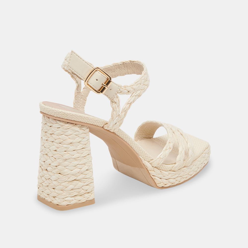 Dolce Vita Alysia Raffia Women Heels Cream | US-734128UNP