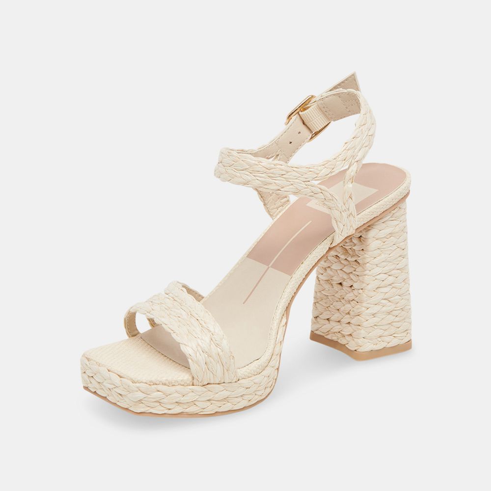 Dolce Vita Alysia Raffia Women Heels Cream | US-734128UNP