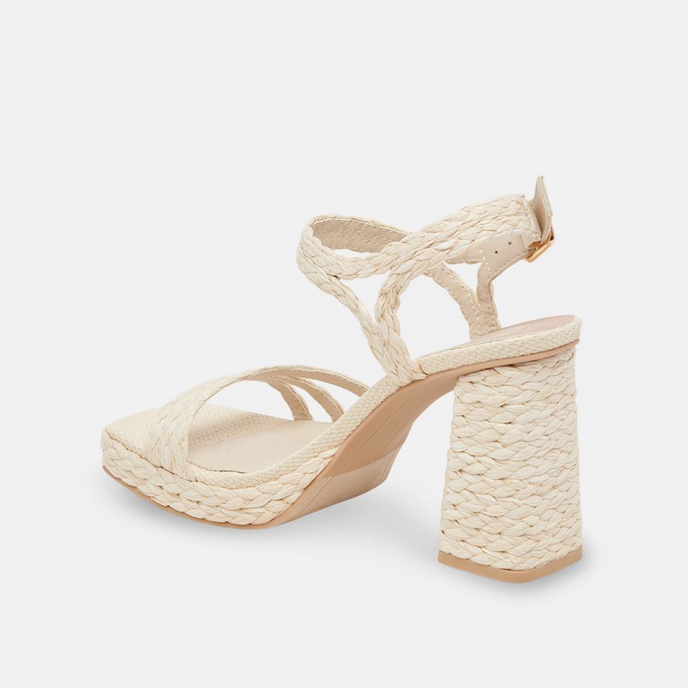 Dolce Vita Alysia Raffia Women Heels Cream | US-734128UNP