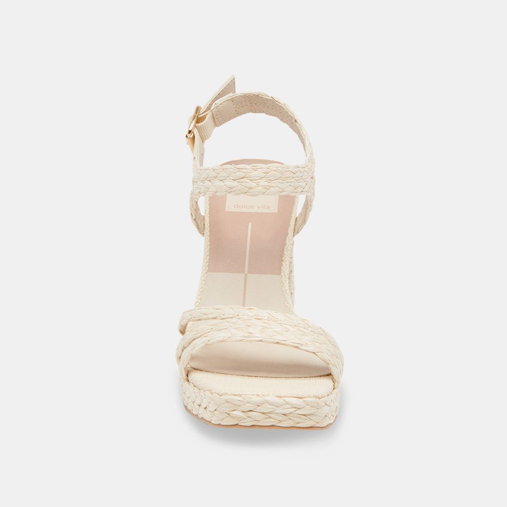 Dolce Vita Alysia Raffia Women Heels Cream | US-734128UNP