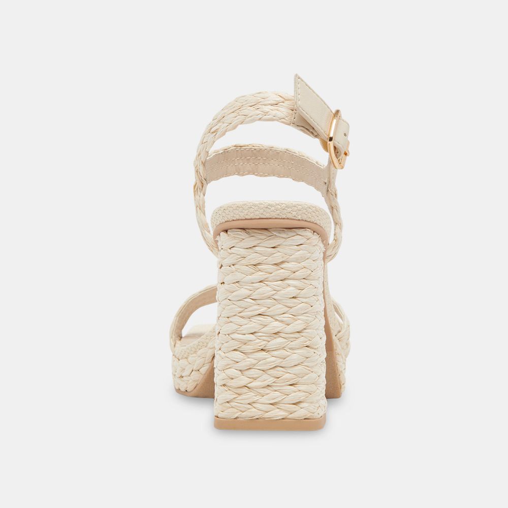 Dolce Vita Alysia Raffia Women Heels Cream | US-734128UNP