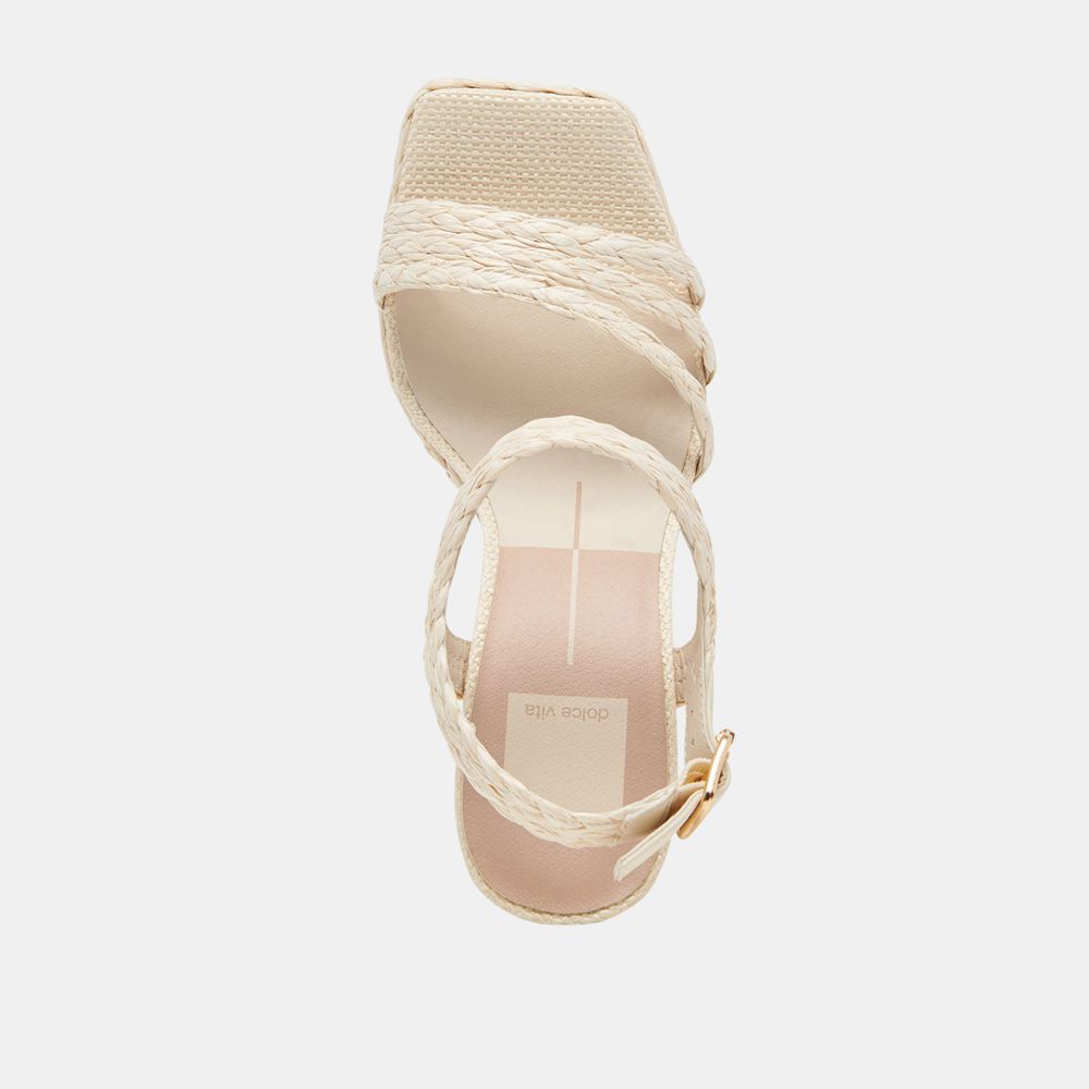 Dolce Vita Alysia Raffia Women Heels Cream | US-734128UNP