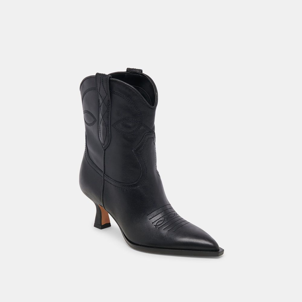 Dolce Vita Angel Leather Women Western Boots Black | US-475302IDY