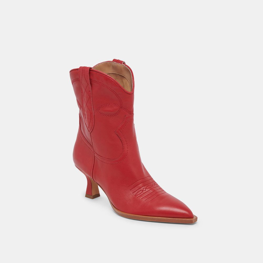 Dolce Vita Angel Leather Women Western Boots Red | US-028351BUR