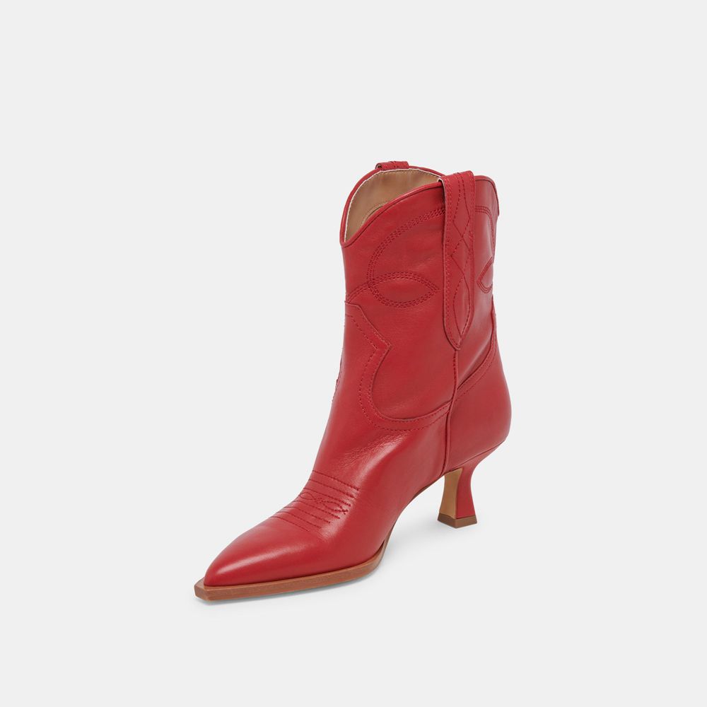 Dolce Vita Angel Leather Women Western Boots Red | US-028351BUR