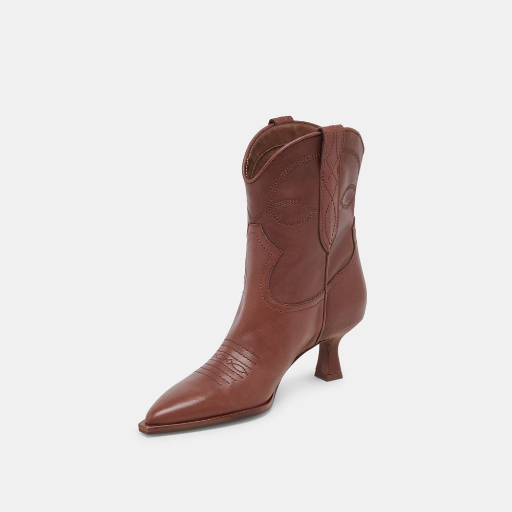 Dolce Vita Angel Leather Women Western Boots Chocolate | US-320941OAU