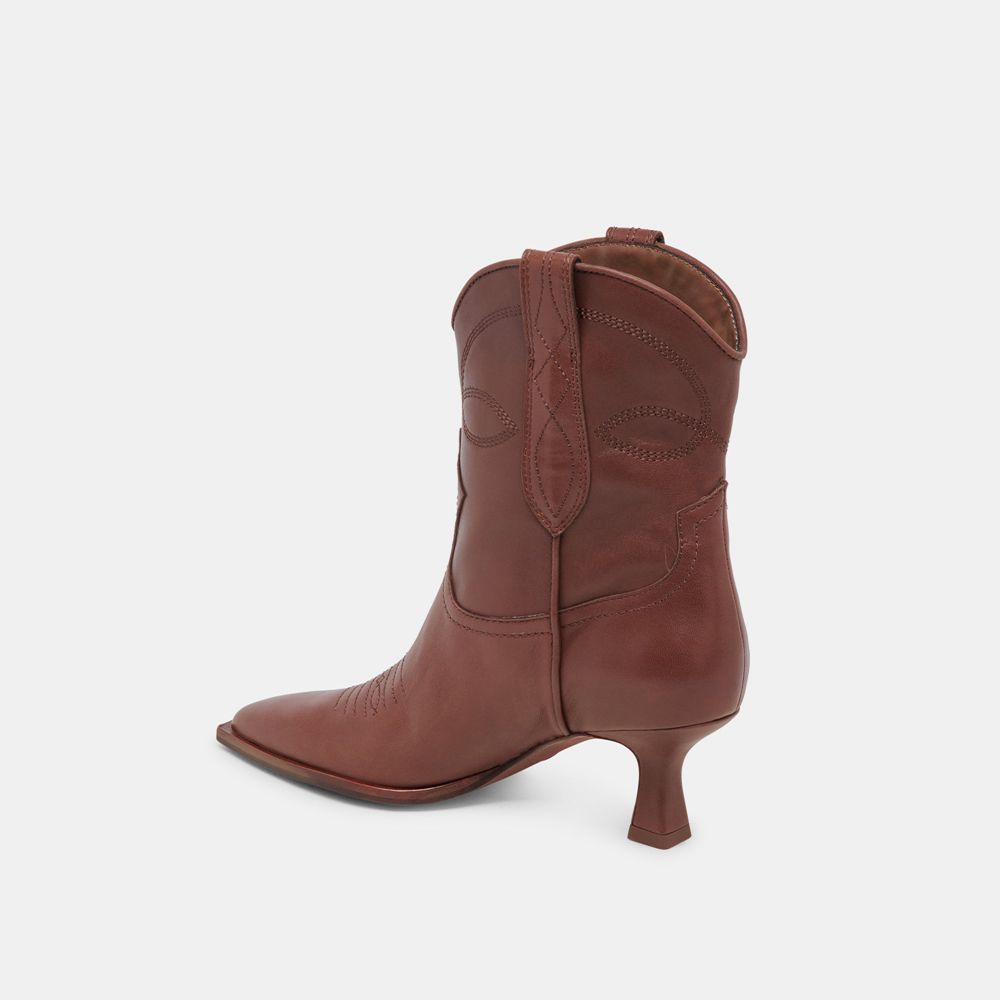 Dolce Vita Angel Leather Women Western Boots Chocolate | US-320941OAU