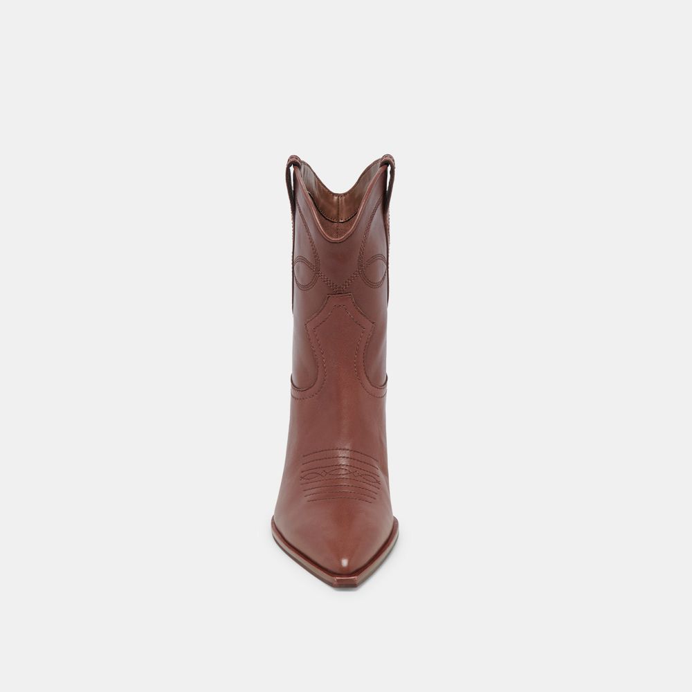 Dolce Vita Angel Leather Women Western Boots Chocolate | US-320941OAU