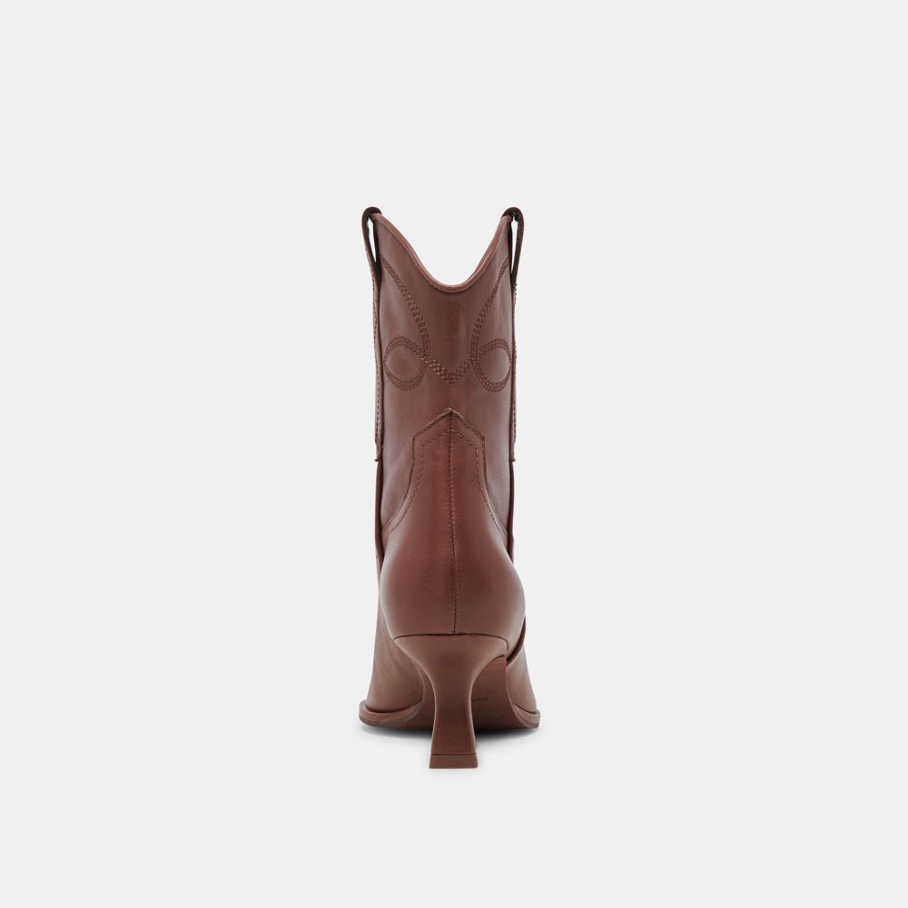 Dolce Vita Angel Leather Women Western Boots Chocolate | US-320941OAU