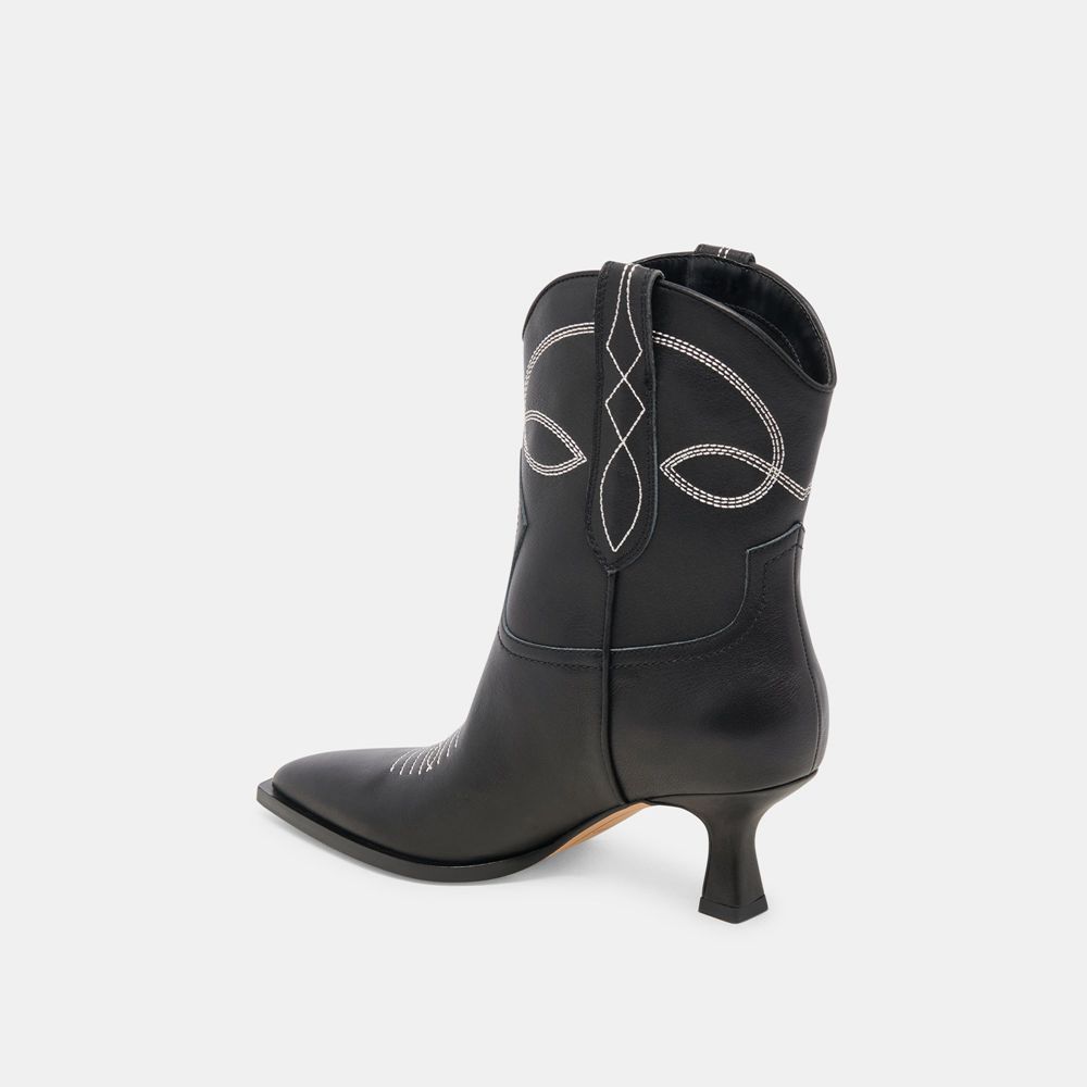 Dolce Vita Angel Leather Women Western Boots Black | US-861743GTO