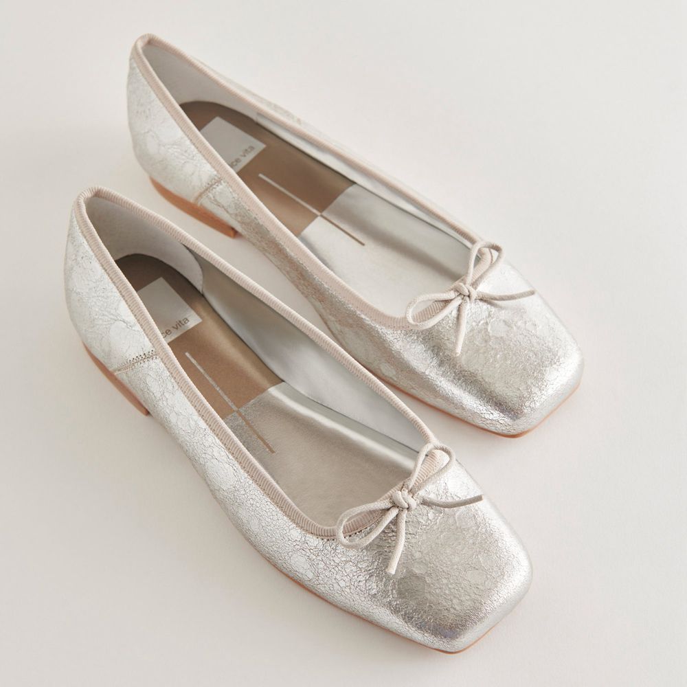 Dolce Vita Anisa Leather Women Ballet Flats Silver | US-703584BER