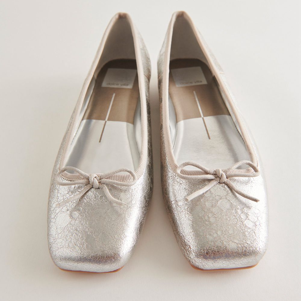 Dolce Vita Anisa Leather Women Ballet Flats Silver | US-703584BER