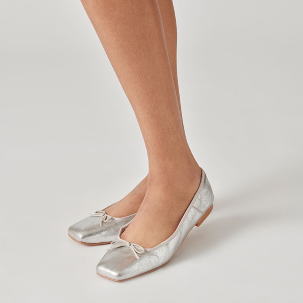 Dolce Vita Anisa Leather Women Ballet Flats Silver | US-703584BER