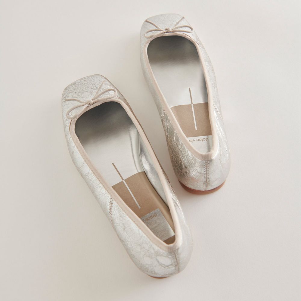 Dolce Vita Anisa Leather Women Ballet Flats Silver | US-703584BER