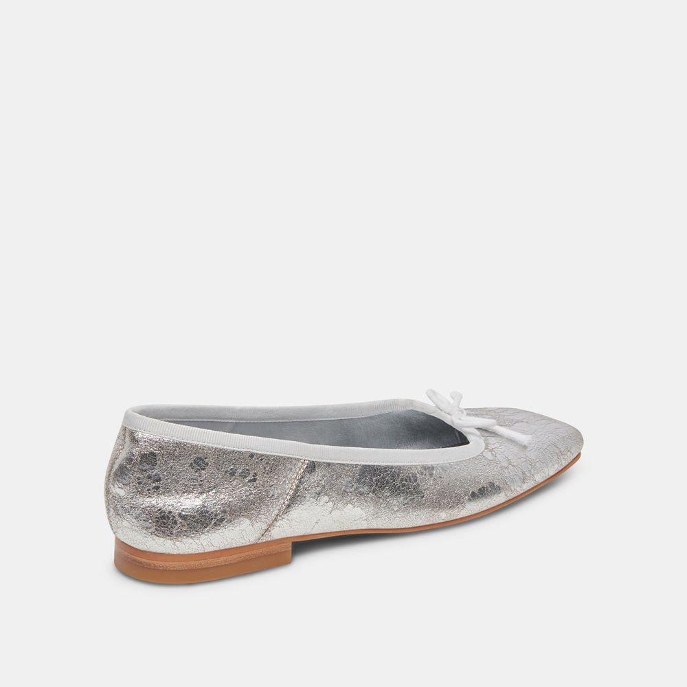 Dolce Vita Anisa Wide Leather Women Ballet Flats Silver | US-478310VFM