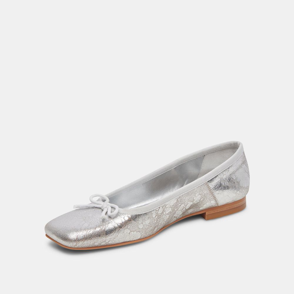 Dolce Vita Anisa Wide Leather Women Ballet Flats Silver | US-478310VFM