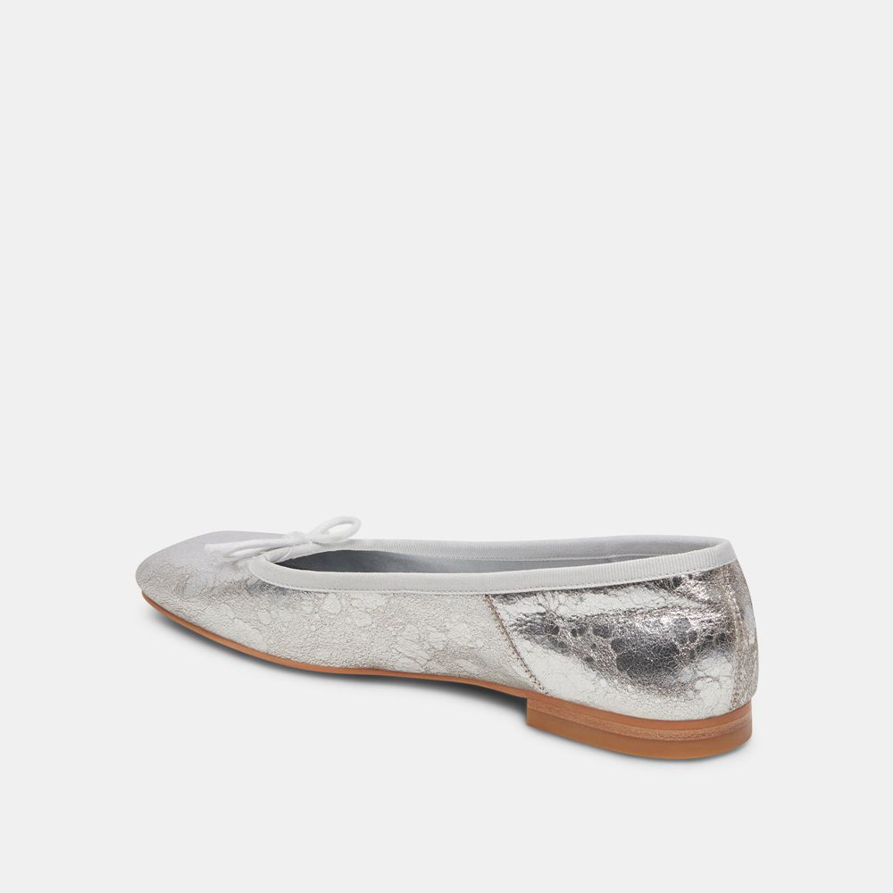 Dolce Vita Anisa Wide Leather Women Ballet Flats Silver | US-478310VFM