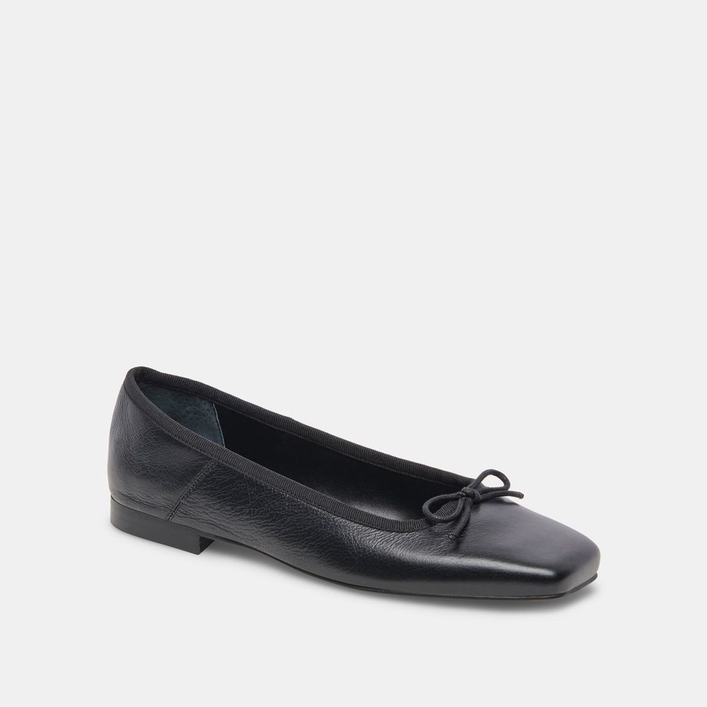 Dolce Vita Anisa Wide Leather Women Ballet Flats Black | US-371098SHG