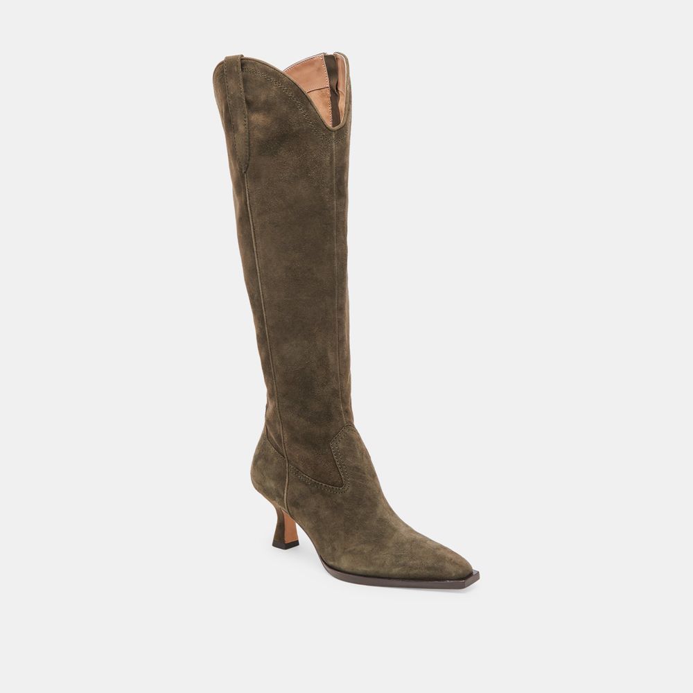 Dolce Vita Ariana Suede Women Western Boots Green | US-019826DOI