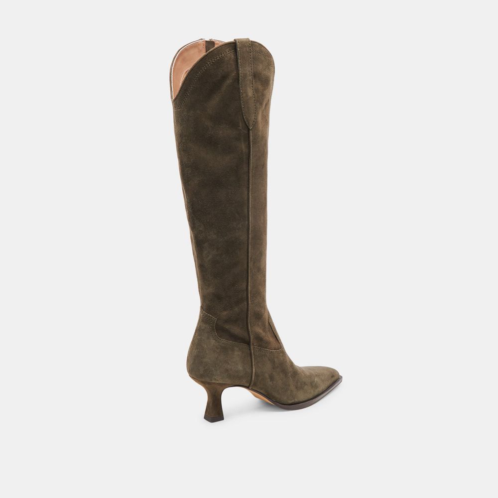 Dolce Vita Ariana Suede Women Western Boots Green | US-019826DOI