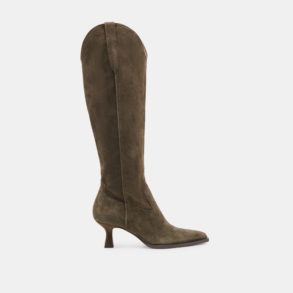 Dolce Vita Ariana Suede Women Western Boots Green | US-019826DOI