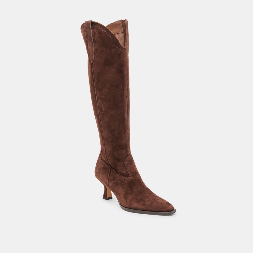 Dolce Vita Ariana Suede Women Western Boots Dark Brown | US-851394PJB