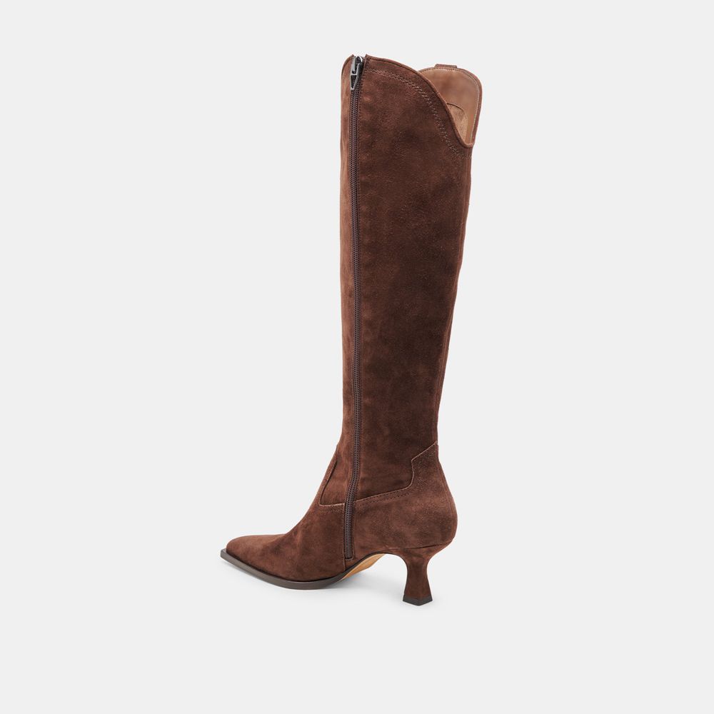 Dolce Vita Ariana Suede Women Western Boots Dark Brown | US-851394PJB