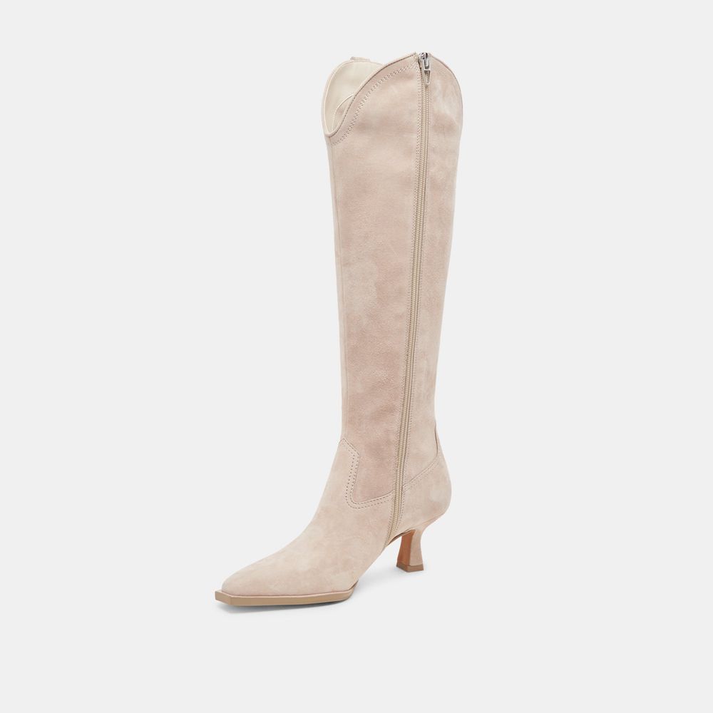 Dolce Vita Ariana Suede Women Western Boots Beige | US-230947OGI