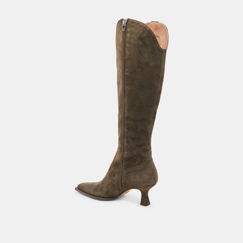 Dolce Vita Ariana Wide Calf Suede Women Western Boots Green | US-548016CIR