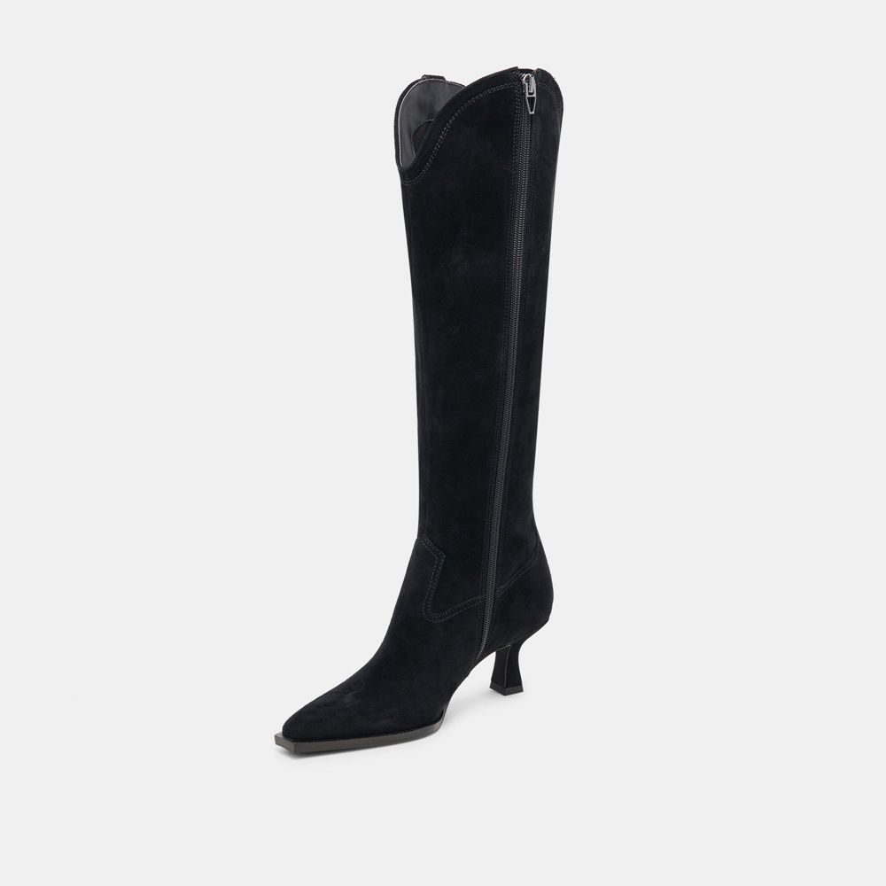 Dolce Vita Ariana Wide Calf Suede Women Western Boots Black | US-238956MWP