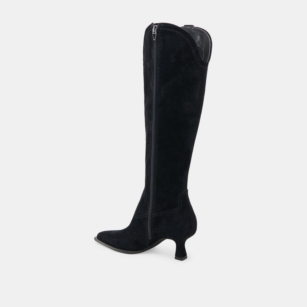 Dolce Vita Ariana Wide Calf Suede Women Western Boots Black | US-238956MWP