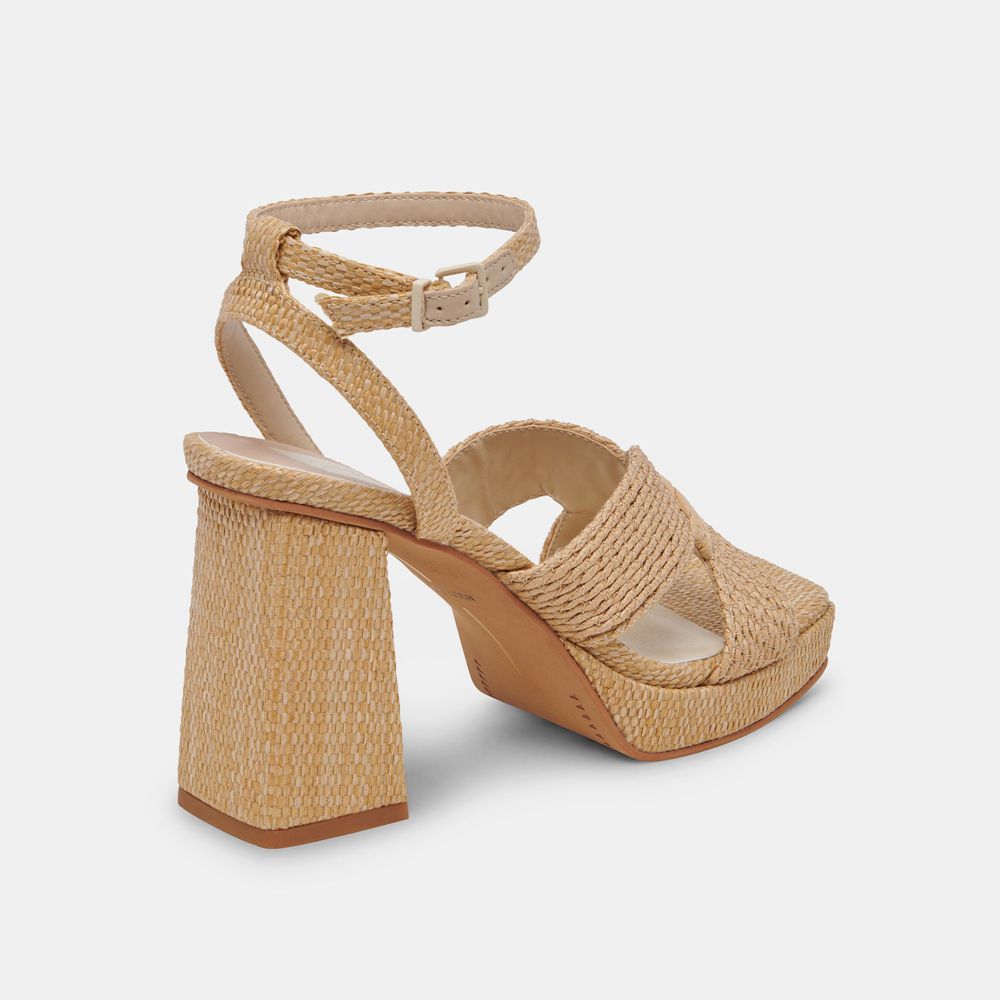 Dolce Vita Aries Raffia Women Heels Light Brown | US-982057NAK