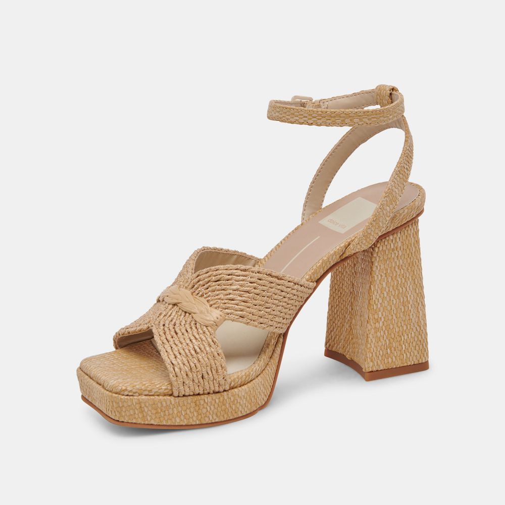 Dolce Vita Aries Raffia Women Heels Light Brown | US-982057NAK