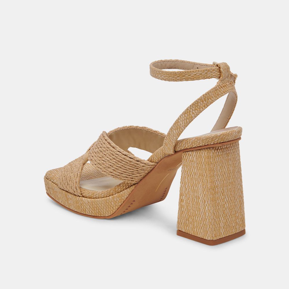 Dolce Vita Aries Raffia Women Heels Light Brown | US-982057NAK