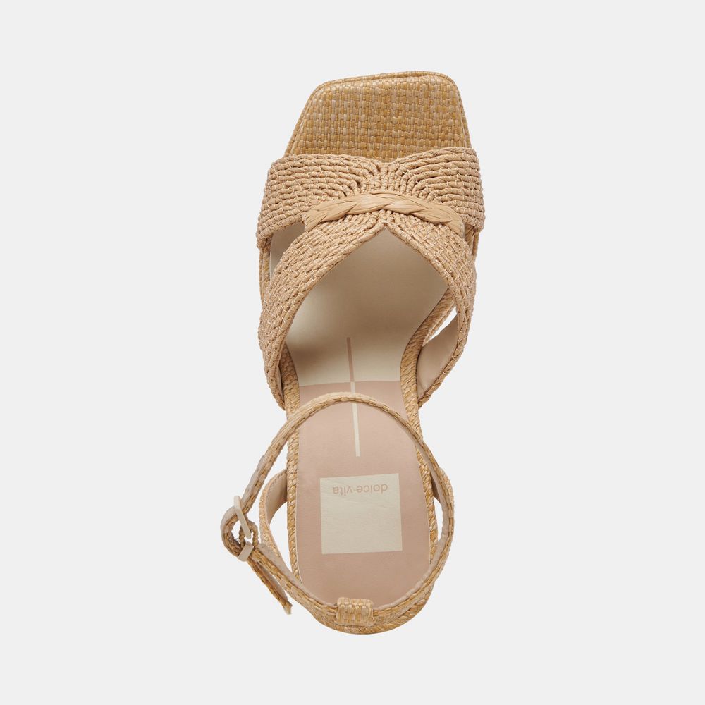 Dolce Vita Aries Raffia Women Heels Light Brown | US-982057NAK