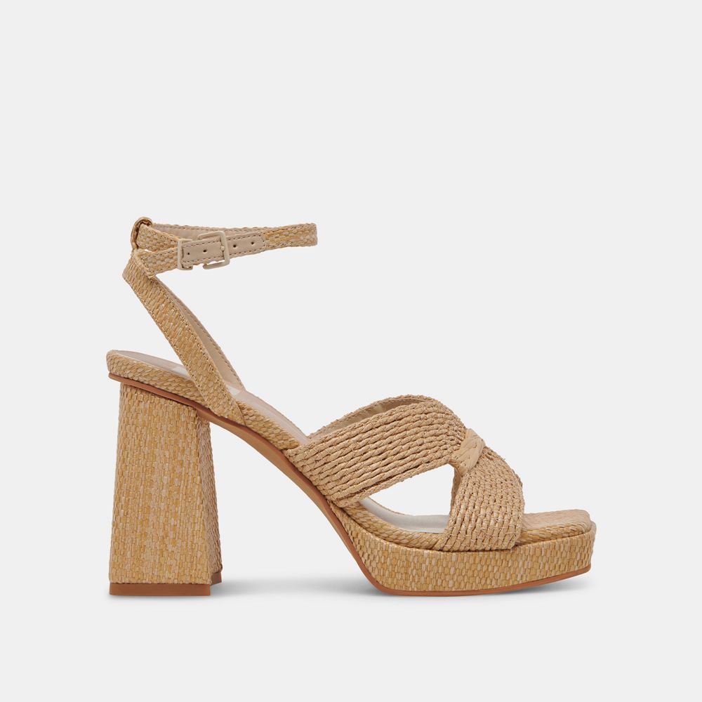 Dolce Vita Aries Raffia Women Heels Light Brown | US-982057NAK