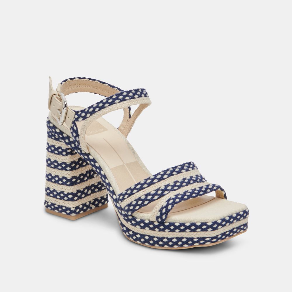 Dolce Vita Arnela Woven Women Heels Navy / Beige | US-498307UMQ