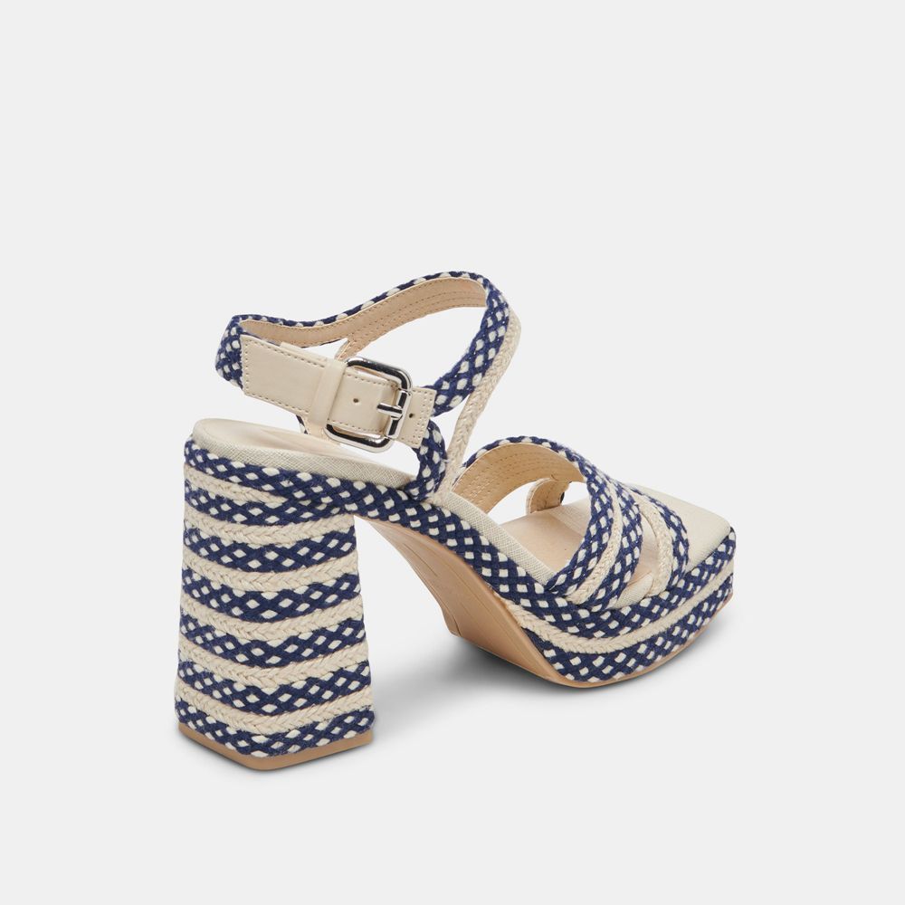 Dolce Vita Arnela Woven Women Heels Navy / Beige | US-498307UMQ