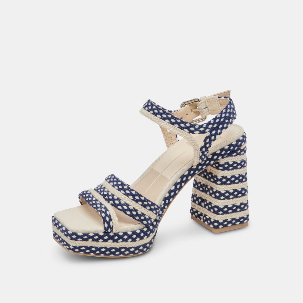 Dolce Vita Arnela Woven Women Heels Navy / Beige | US-498307UMQ