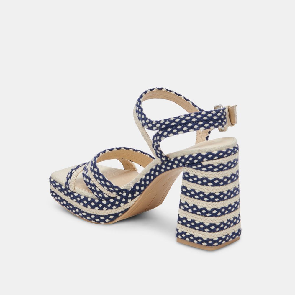 Dolce Vita Arnela Woven Women Heels Navy / Beige | US-498307UMQ