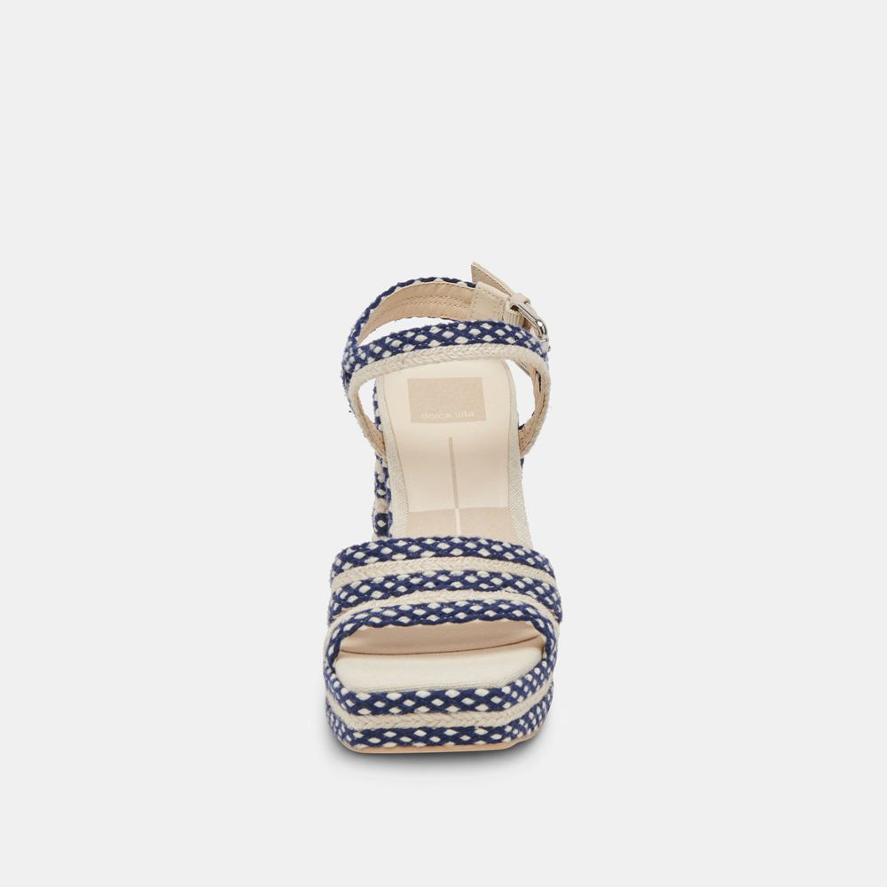 Dolce Vita Arnela Woven Women Heels Navy / Beige | US-498307UMQ