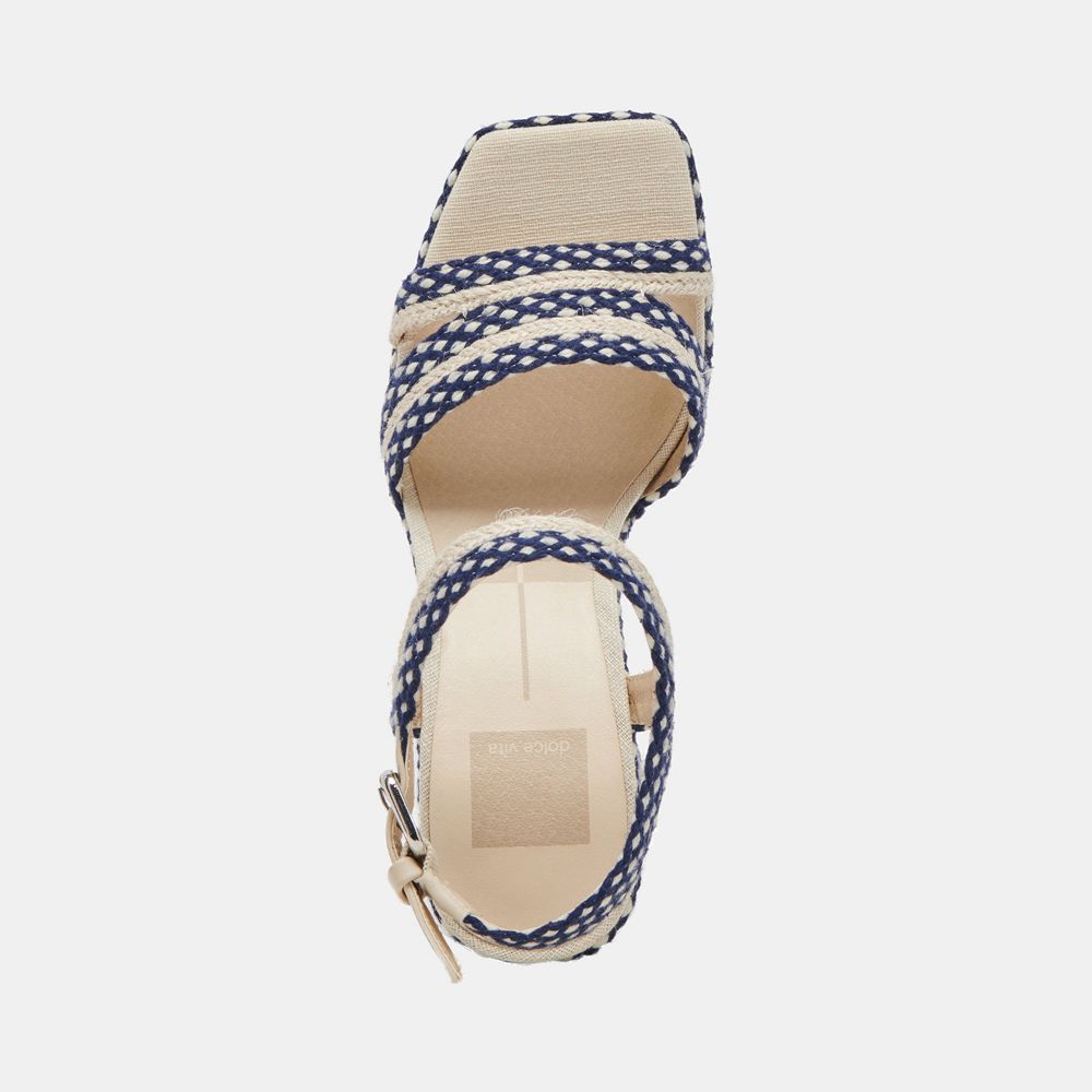 Dolce Vita Arnela Woven Women Heels Navy / Beige | US-498307UMQ