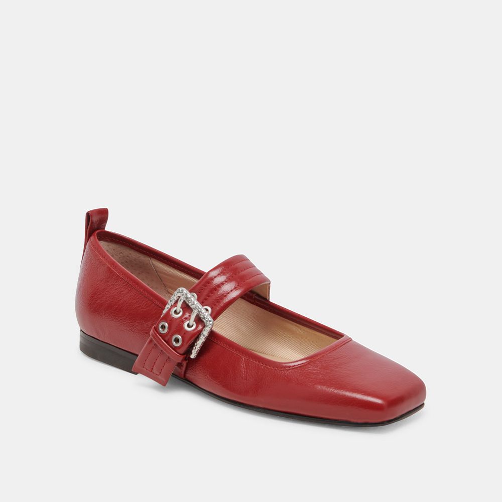 Dolce Vita Arora Crinkle Patent Women Ballet Flats Red | US-012789DPV