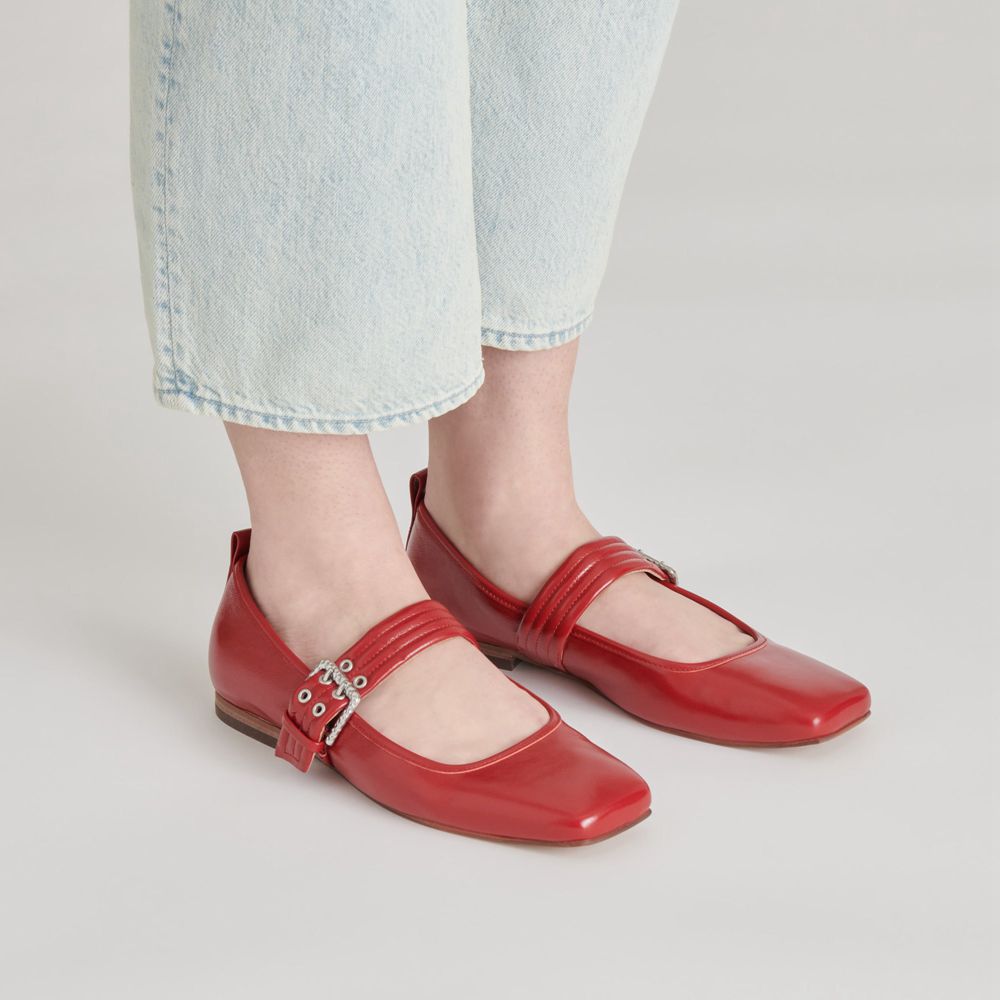 Dolce Vita Arora Crinkle Patent Women Ballet Flats Red | US-012789DPV