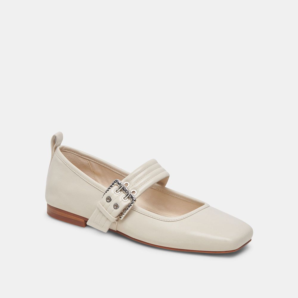 Dolce Vita Arora Crinkle Patent Women Ballet Flats Cream | US-359817OLX