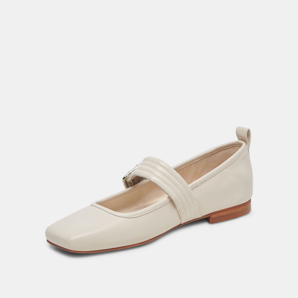 Dolce Vita Arora Crinkle Patent Women Ballet Flats Cream | US-359817OLX