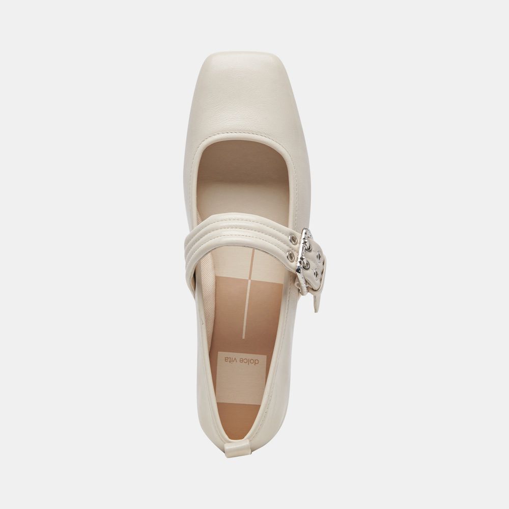 Dolce Vita Arora Crinkle Patent Women Ballet Flats Cream | US-359817OLX