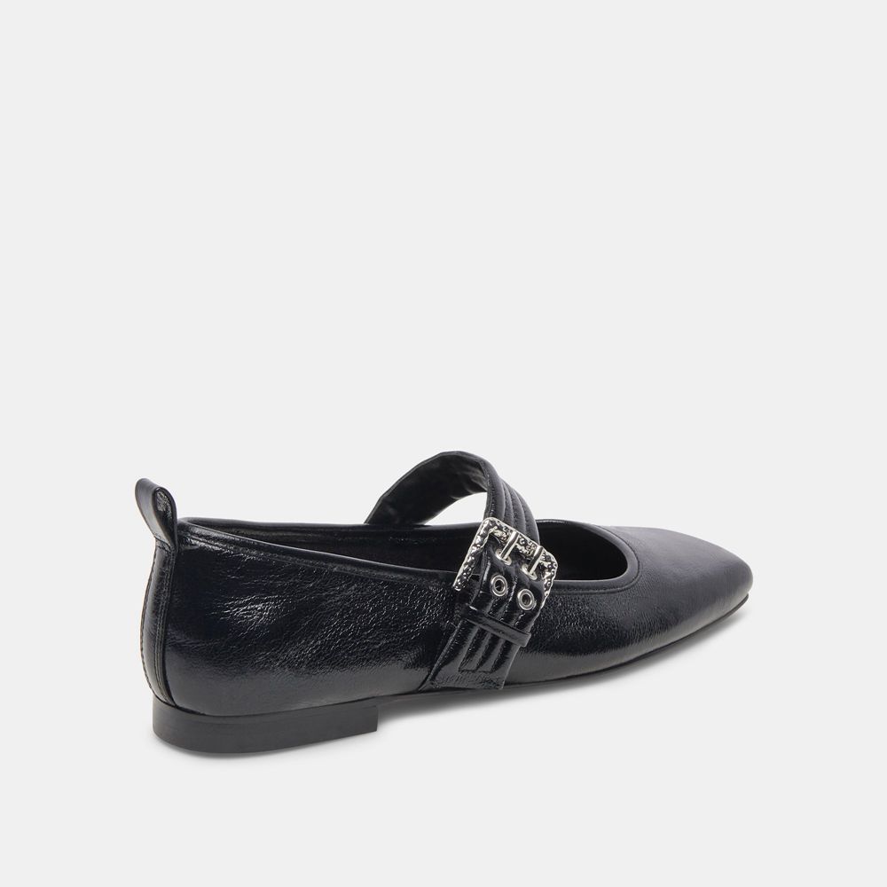 Dolce Vita Arora Crinkle Patent Women Ballet Flats Black | US-310746ZJW